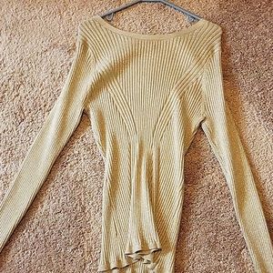 Ribbed gold sparkly nude sweater